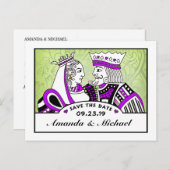 King & Queen Speelkaarten Save the Date Briefkaart (Voorkant / Achterkant)
