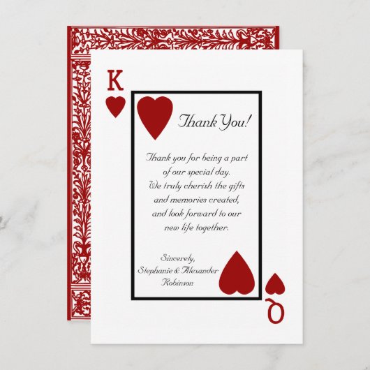 King/Queen Spelen Kaart Dank u Opmerkingen (Voorkant / Achterkant)