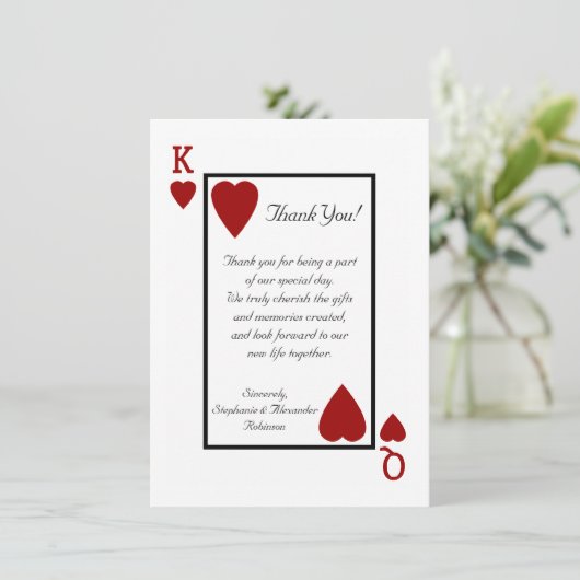 King/Queen Spelen Kaart Dank u Opmerkingen (Staand voorkant)