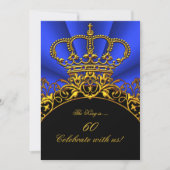 King Regal Queen Gold Royal Blue Birthday Party 2 Kaart (Voorkant)