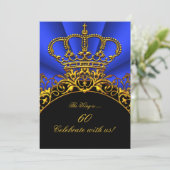 King Regal Queen Gold Royal Blue Birthday Party 2 Kaart (Staand voorkant)