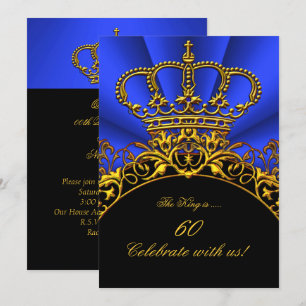 King Regal Queen Gold Royal Blue Birthday Party 2 Kaart