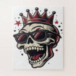 King Rockstar Skull with Sunglasses Legpuzzel<br><div class="desc">Make a bold statement in your home or office with this incredible King Rockstar Skull with Sunglasses, an exclusive design from AmazingEG. Perfect as a piece of Custom Metal Wall Art, this graphic is a high-contrast blend of vintage tattoo illustration and modern street art. It features a meticulously detailed skull...</div>