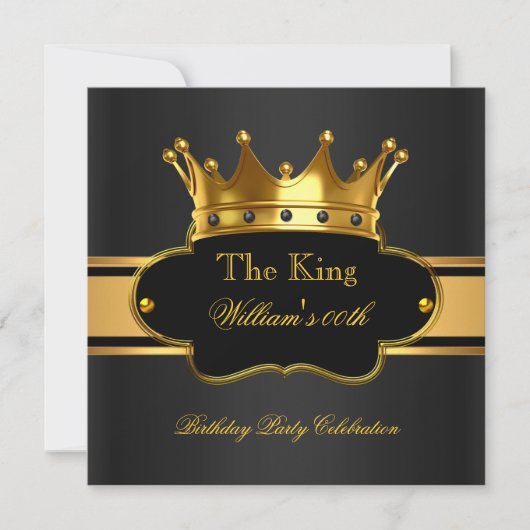 King Royal Black Gold Birthday Party Mannen Mans Kaart (Voorkant)