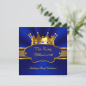 King Royal Blue Gold Birthday Party Mannen Mans Kaart (Staand voorkant)