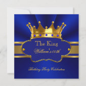 King Royal Blue Gold Birthday Party Mannen Mans Kaart (Voorkant)