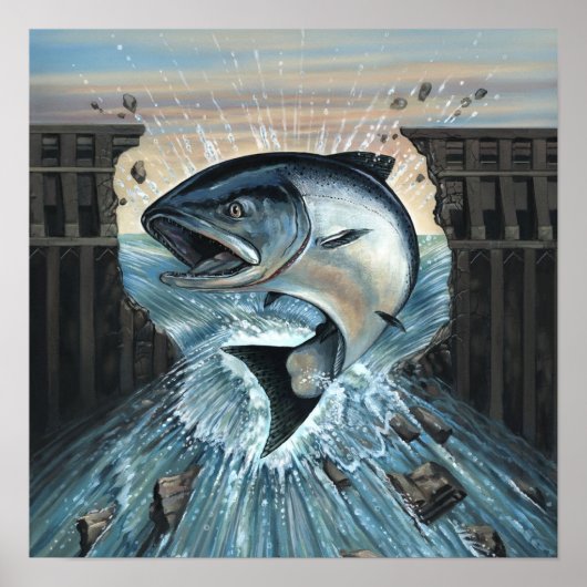 King Salmon Breaks Dam Poster (Voorkant)