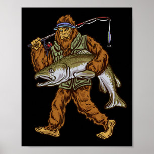 King Salmon Vist forel Hunting Bigfoot Fisherme Poster