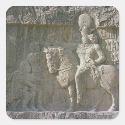 King Shapur I en Valerian Sassanian Vierkante Sticker (Voorkant)
