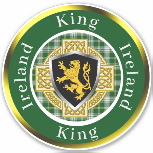 King Shield & Celtic Cross gepersonaliseerd Sticker (Voorkant)