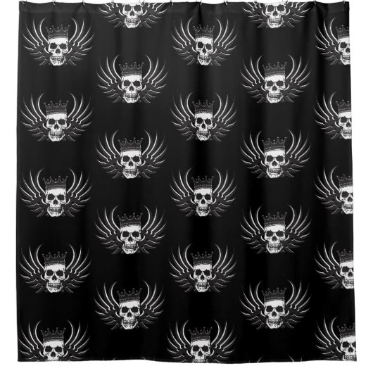 King Skull met Wings Douchegordijn (Voorkant)