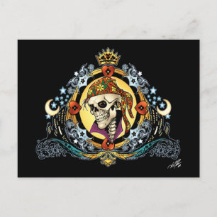 King Skull Pirate met Hearts van Al Rio Briefkaart