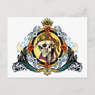 King Skull Pirate met Hearts van Al Rio Briefkaart