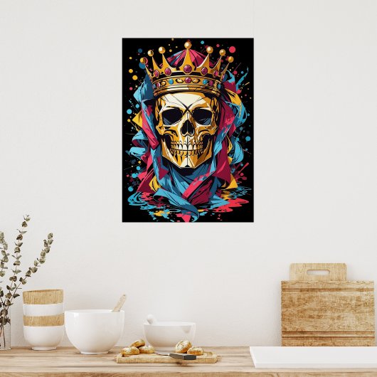 King Skull Scary Poster Muurdecoratie (Keuken)