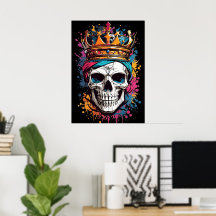 King Skull Scary Poster Muurdecoratie