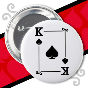 King Spades Kaart Kostuum Spelen Kaarten Koningssp Ronde Button 5,7 Cm