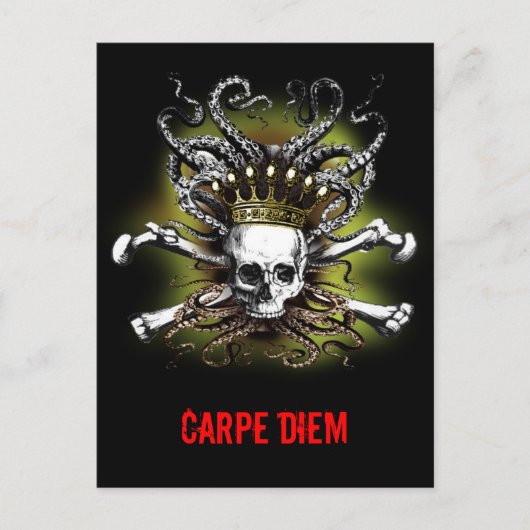 King Squid Skull Carpe Diem Briefkaart (Voorkant)
