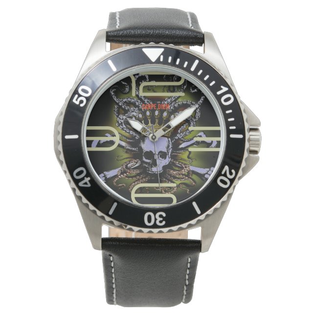 King Squid Skull Carpe Diem Horloge (Voorkant)