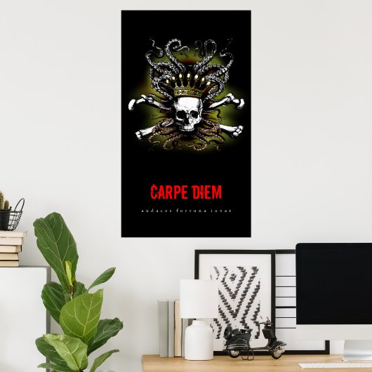 King Squid Skull Carpe Diem Poster (Thuiskantoor)