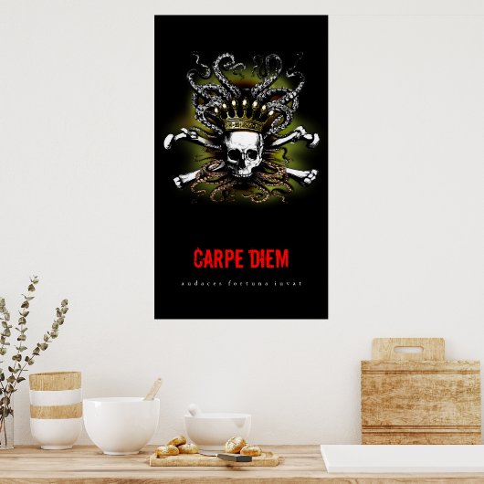 King Squid Skull Carpe Diem Poster (Keuken)