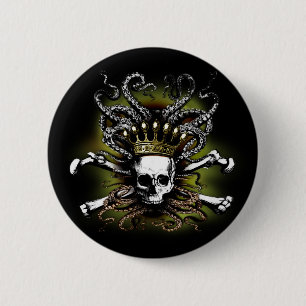 King Squid Skull Ronde Button 5,7 Cm
