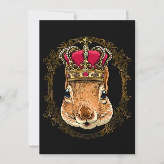 King Squirrel Wearing CrownQueen Squirrel Animal 3 Kaart (Achterkant)