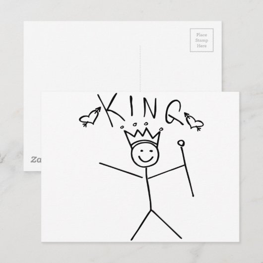 King Stick Figuur Briefkaart (Voorkant / Achterkant)
