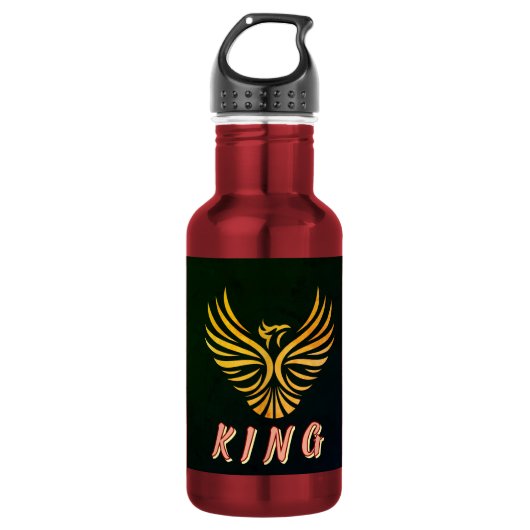 KING Tekst Phoenix Vogel Embleem Hydratiebak Waterfles (Voorkant)