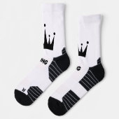 KING Tekst Zwart Kleur Kroon Afbeelding Gedrukt St Sokken (Links)