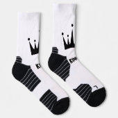 KING Tekst Zwart Kleur Kroon Afbeelding Gedrukt St Sokken (Rechts)