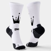 KING Tekst Zwart Kleur Kroon Afbeelding Gedrukt St Sokken (Gebogen)