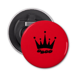 King Tekst Zwart Kleur Kroon Knop Flesopener Button Flesopener