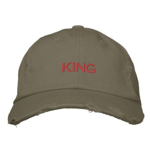 KING Tekstkleur - Fuchsia Rode Hoed Elegant Geborduurde Pet
