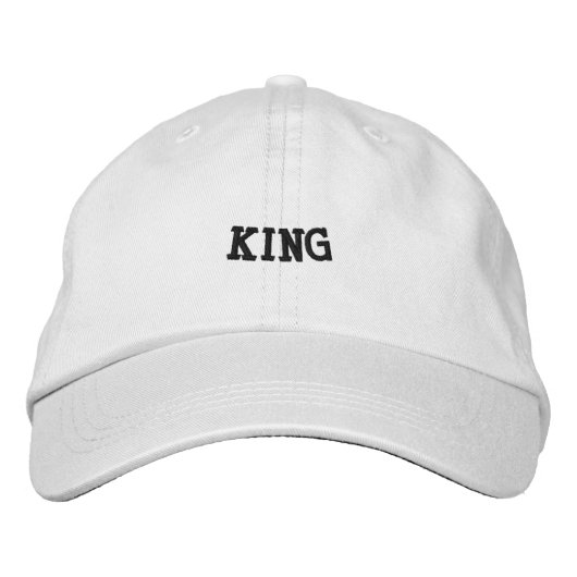KING Text Handsome Cap Witte Klassieke Katoenen Ho Geborduurde Pet (Voorkant)