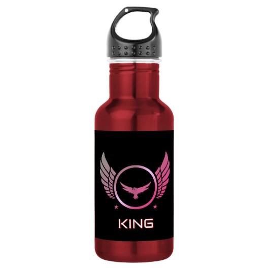 KING Text Veer Ring Embleem Drinkware Koninklijk Waterfles (Voorkant)