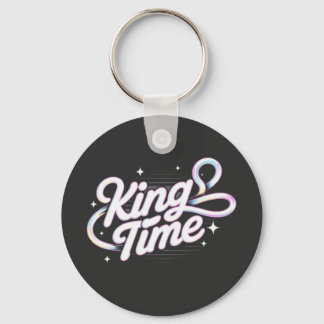 King Time Retro Typografie Motiverend Ontwerp Sleutelhanger