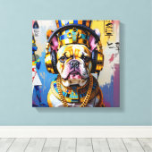 KING TUT-FRENCH BULLDOG CANVAS AFDRUK (Insitu (Houten vloer))