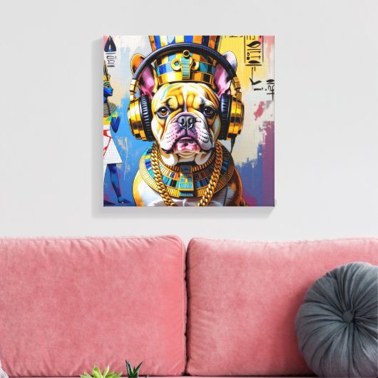 KING TUT-FRENCH BULLDOG CANVAS AFDRUK (Insitu (Woonkamer))