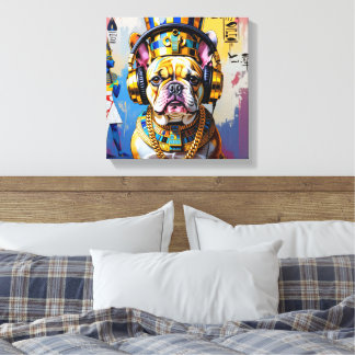 KING TUT-FRENCH BULLDOG CANVAS AFDRUK