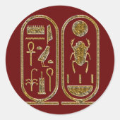 King Tut Hieroglyphics Ronde Sticker (Voorkant)