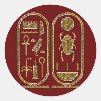 King Tut Hieroglyphics Ronde Sticker