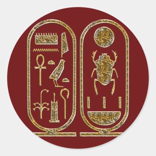 King Tut Hieroglyphics Ronde Sticker (Voorkant)