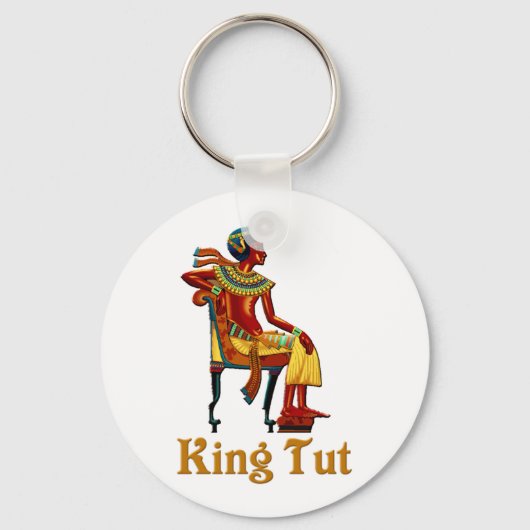 King Tut op zijn troon Sleutelhanger (Voorkant)