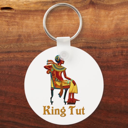 King Tut op zijn troon Sleutelhanger (Voorkant)