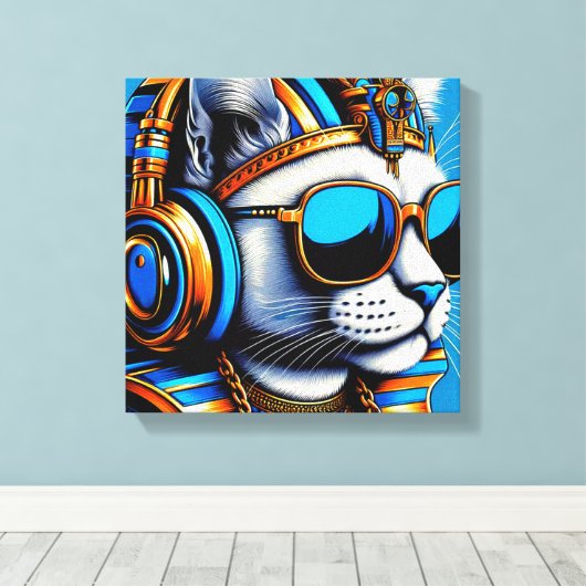 KING TUT PERSIAN CAT COOL 2 CANVAS AFDRUK (Insitu (Houten vloer))