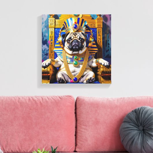 KING TUT-PUG CANVAS AFDRUK (Insitu (Woonkamer))
