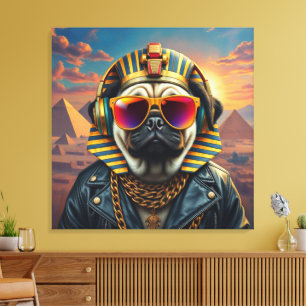 KING TUT PUG COOL 7 CANVAS AFDRUK