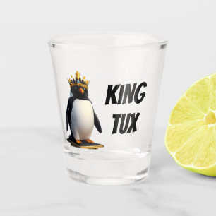 King Tux Linux Penguin Shot Glass Glas