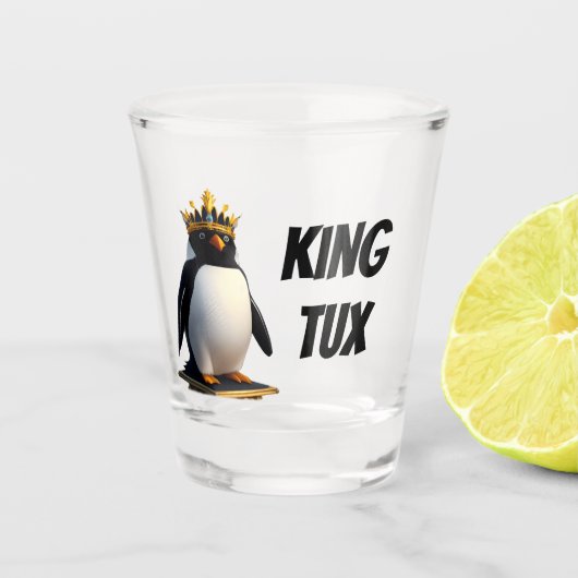 King Tux Linux Penguin Shot Glass Glas (Voorkant)