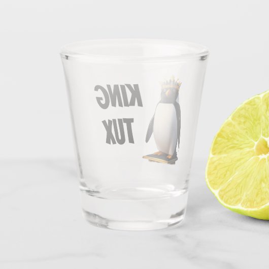 King Tux Linux Penguin Shot Glass Shot Glas (Achterkant)